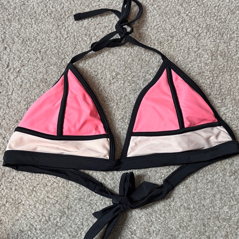 Target Pink and Black Triangle Bikini Top